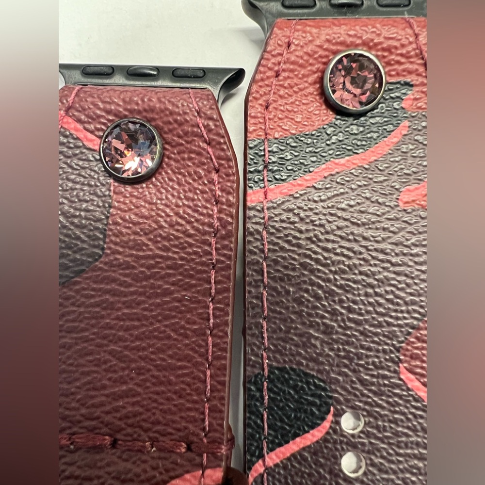 Coach Burgundy Camo Spark*l band for Apple Watch - Picture 3 of 5